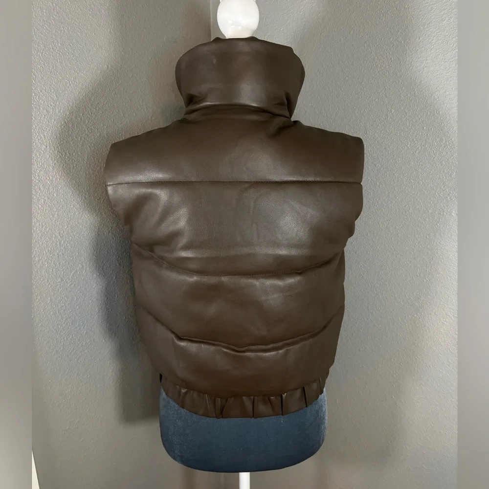 Abercrombie & Fitch Ultra Collection Vegan Leather Brown Puffer Vest Size XS
